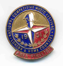 scarce Festival of Britain enamel badge music finalist