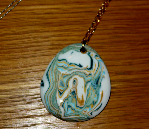 agateware ceramic pendant