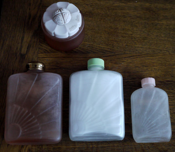 art deco glass cosmetic bottles