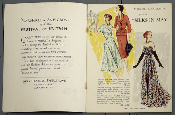 Marshall & Snelgrove silk fashions for Festival of Britain