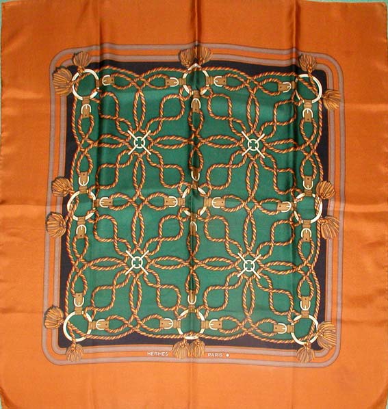 hermes green & gold scarf