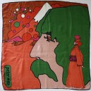 PETER MAX rare 60s silk scarf, 'Beatles' profile