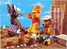 John Hinde teddies at the seaside postcard