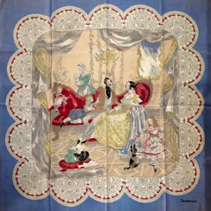 Jacqmar Queen Victoria's family, 1940's, silk scarf
