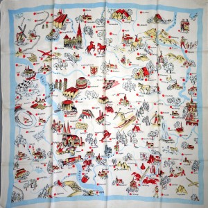 Map of Germany, souvenir scarf, 1950's