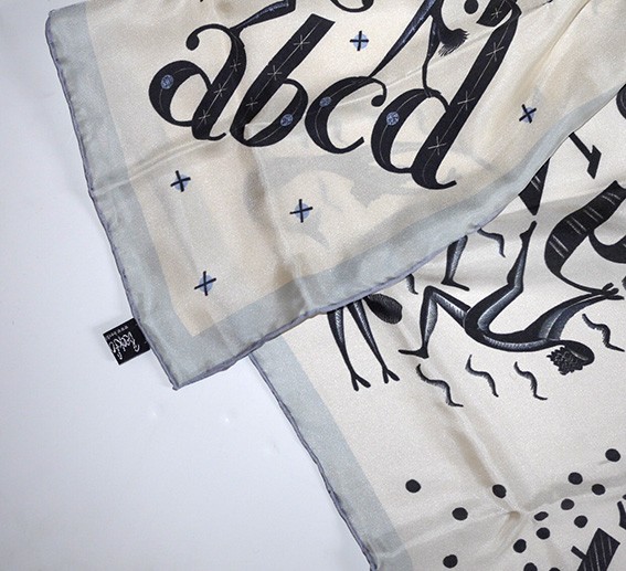 after Eric RAVILIOUS silk scarf with monotype woodcut design, Beckford ...