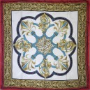 Italian? damask silk vintage car souvenir scarf, c.1980s