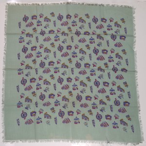 1940s rayon souvenir scarf, fairground emblems, WW2