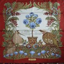 Salvatore FERRAGAMO silk twill scarf, game birds and blue rose bush, envelope