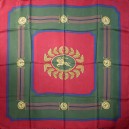 BURBERRY classic silk scarf, olive, gold, burgundy