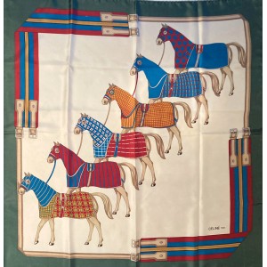 CELINE Paris silk twill scarf, horses