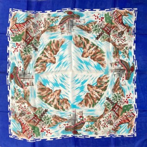 Japanese landscape souvenir scarf