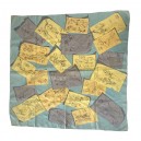 Rare vintage 1940s silk scarf, House of Worth, fashion illustrations through the ages